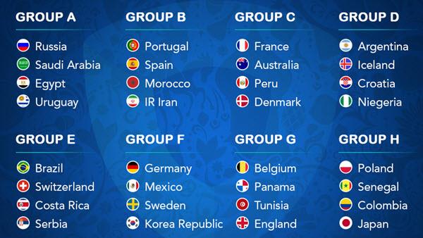 برنامه کامل مسابقات جام جهانی 2018 روسیه